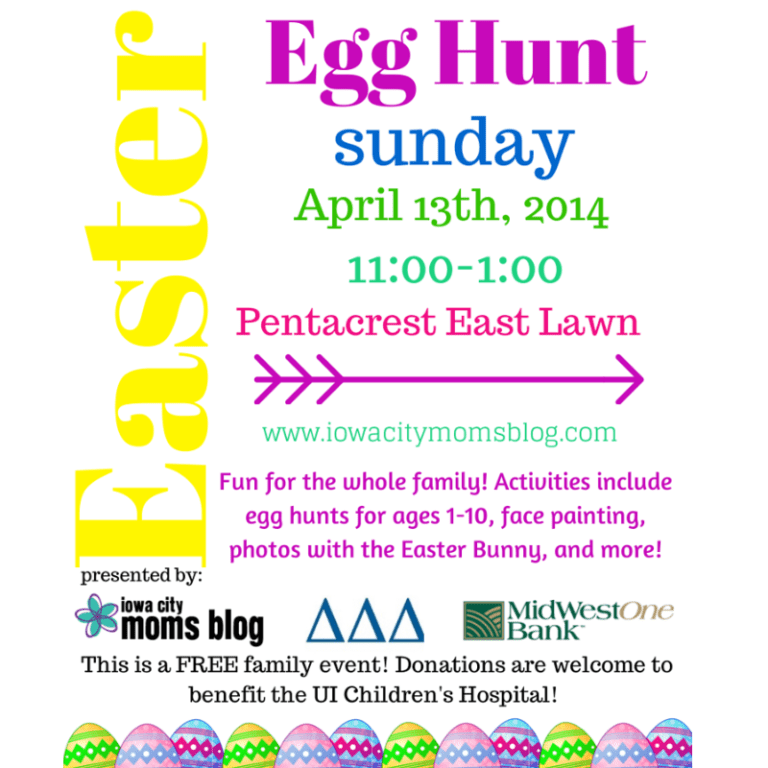 Join Iowa City Moms Blog, TriDelta, and MidWestOne Bank for our Community Easter Egg Hunt!