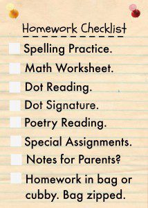 homework checklist