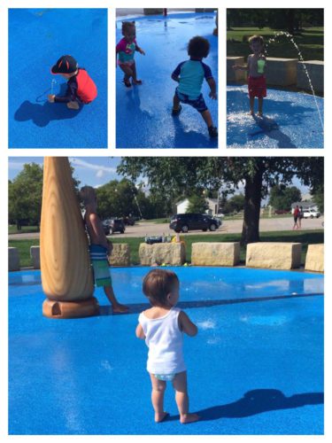Playing in the splash pads