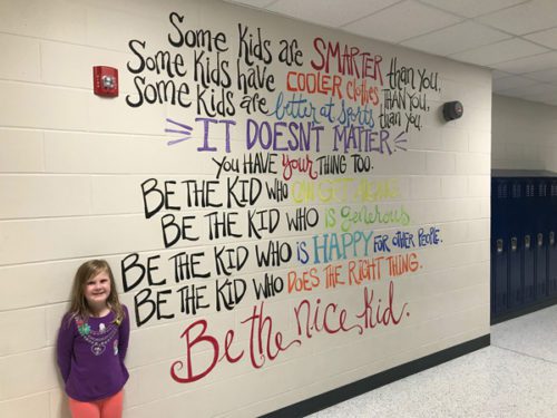 Hand painted mural in Tiffin Elementary School