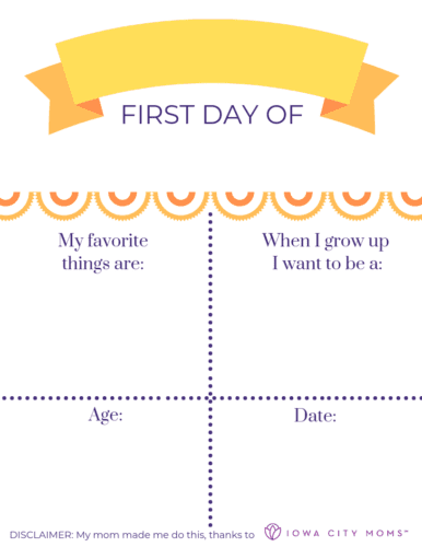 First day of school sign printable 