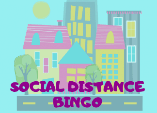 An image of a social distancing bingo card