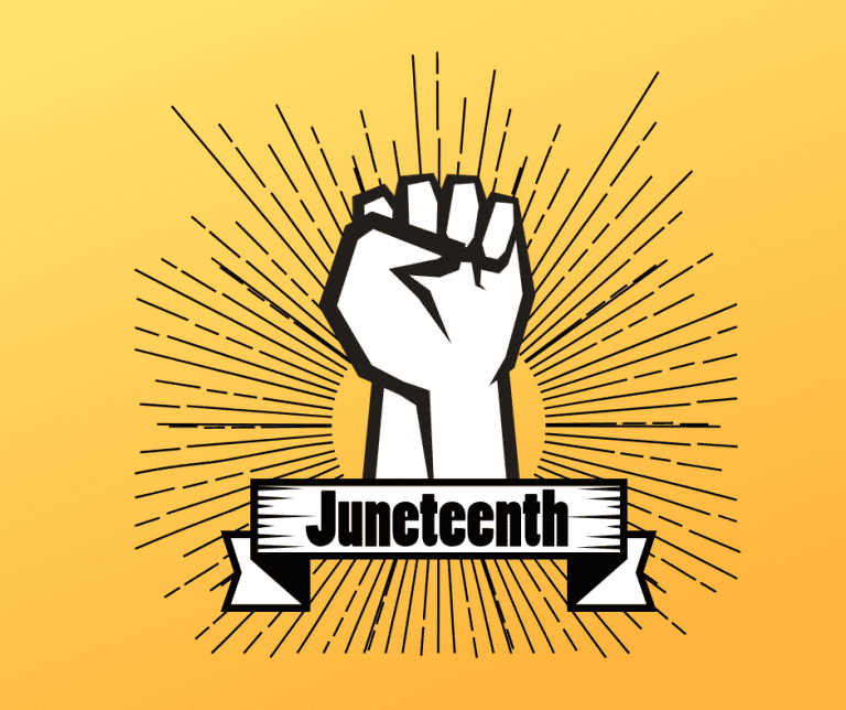 A graphic that says Juneteenth