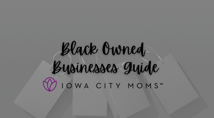 A graphic promoting Black Owned Businesses in the Iowa CIty Area