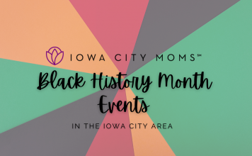 Graphic: Black History Month Events for Kids and Families in the Iowa City area
