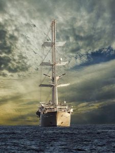 Image: a tail sailing ship on the sea