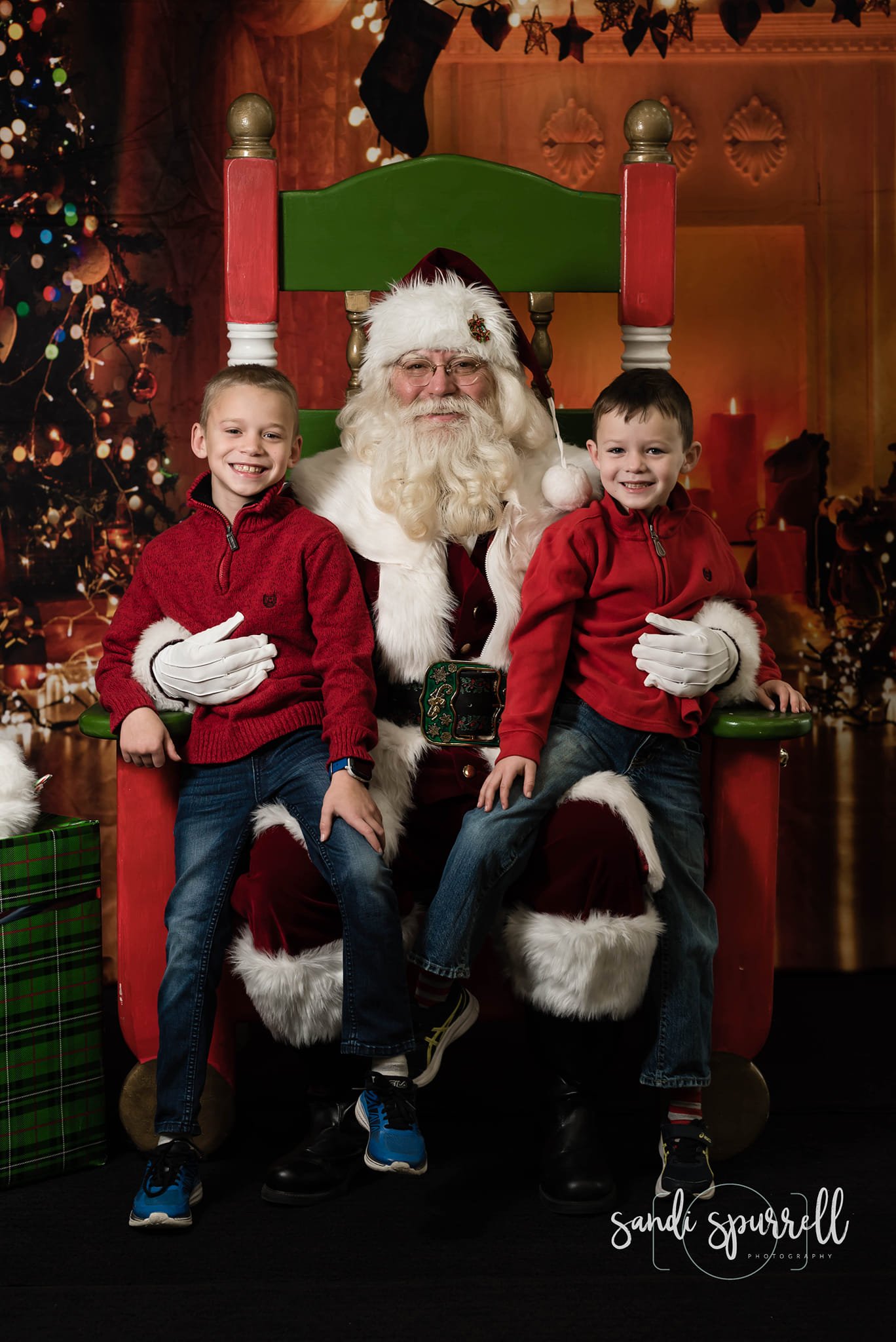 Photo of two boys with Santa